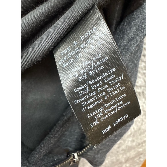 Rag & Bone Wool Shearling Collar Bowery Motorcycle Jacket Black‎ Womens Size 10 - Picture 9 of 13